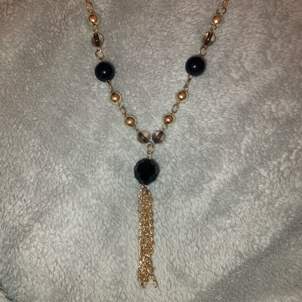 Black + Gold Bead necklace